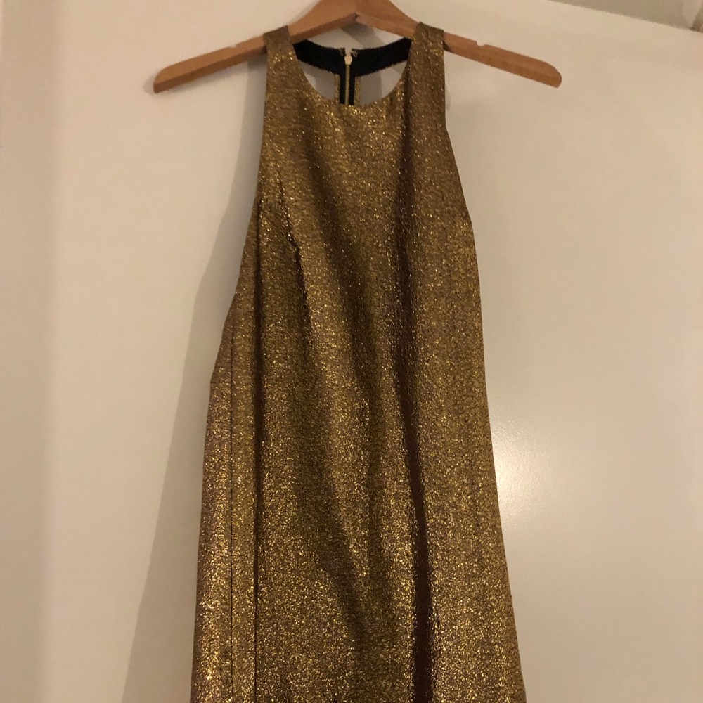 Alice and Olivia gold skater dress